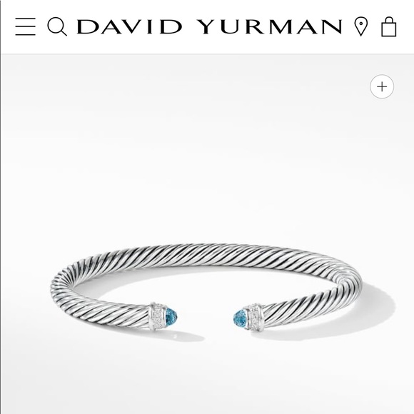 Cable Bracelet with Blue Topaz and Diamonds - Picture 3 of 6